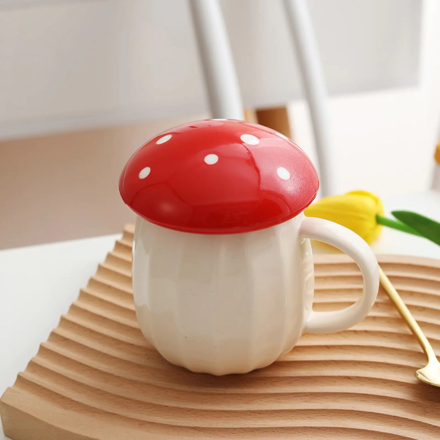 Mushroom Cup With Lid Cute Ceramics Coffee Mug