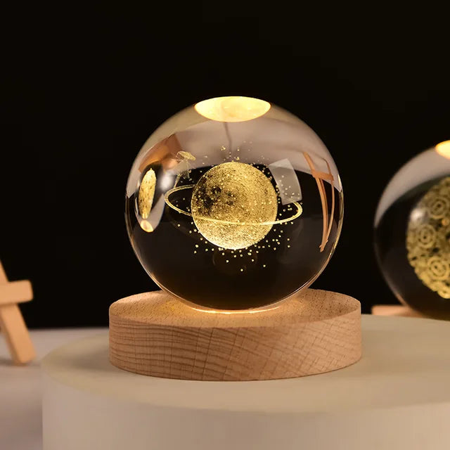 Crystal Ball Glass Planet Led Warm Night Light