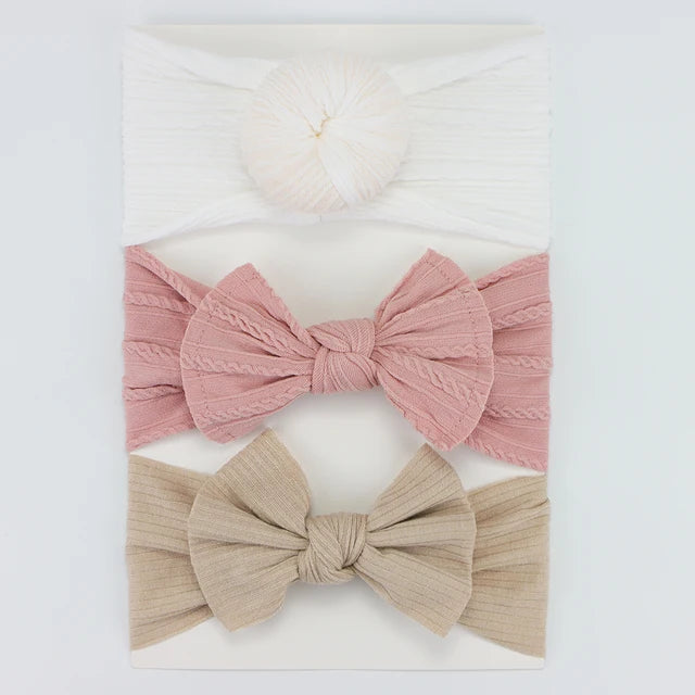 3Pcs/Lot Knit Baby Headband Bow Set