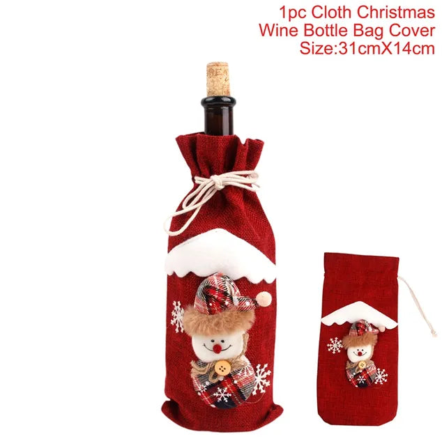 Festive Christmas Wine Bottle Covers Set