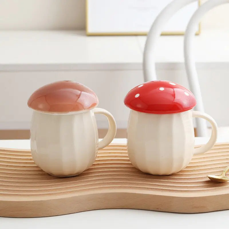 Mushroom Cup With Lid Cute Ceramics Coffee Mug