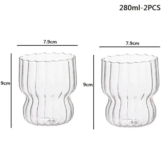 Heat-Resistant Vertical Stripe Glass Mug for Coffee, Tea, and More