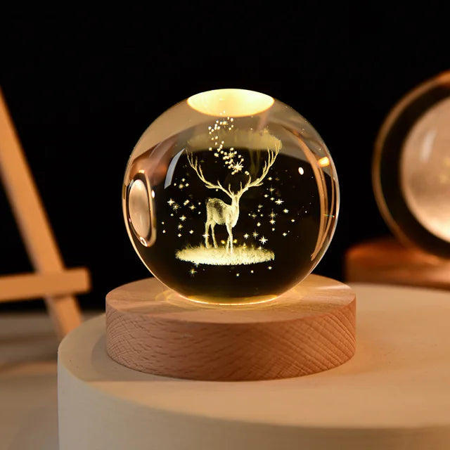 Crystal Ball Glass Planet Led Warm Night Light