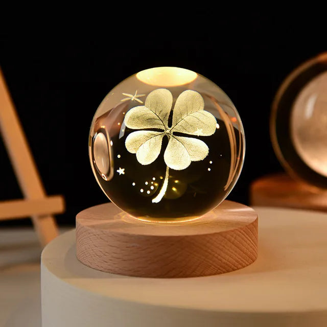 Crystal Ball Glass Planet Led Warm Night Light