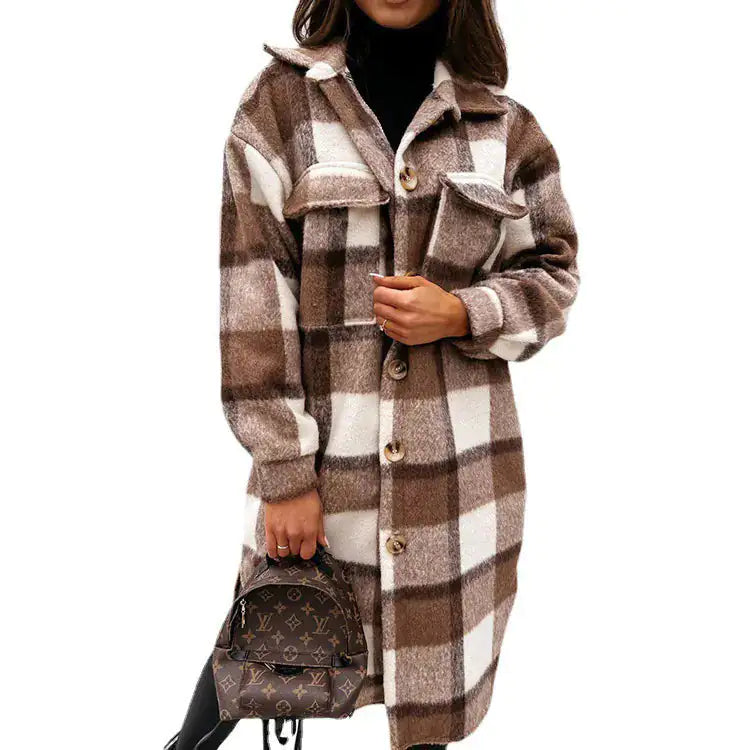 Woolen Plaid Overcoat