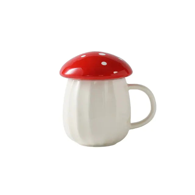 Mushroom Cup With Lid Cute Ceramics Coffee Mug